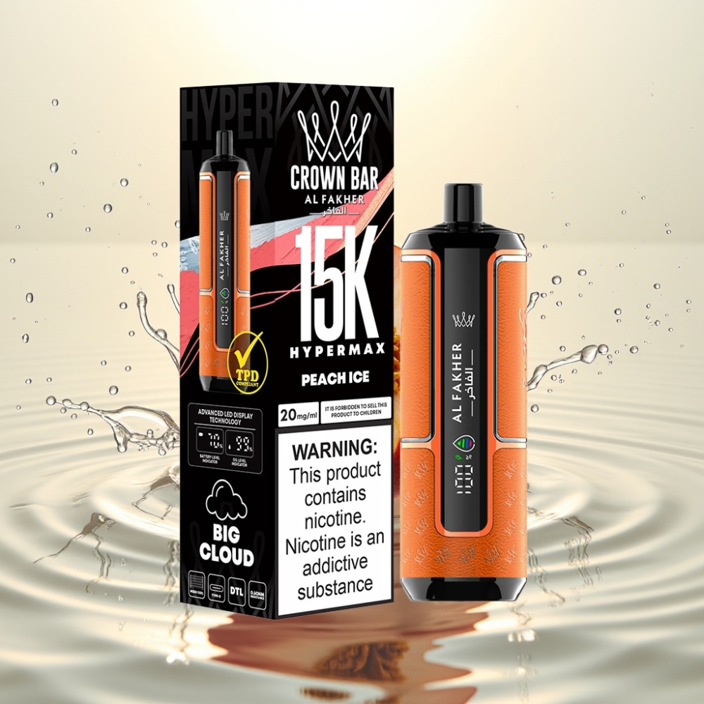 Al Fakher Crown Bar 15K Hypermax 22ml 600mAh Type-C Ροδάκινο Πάγο