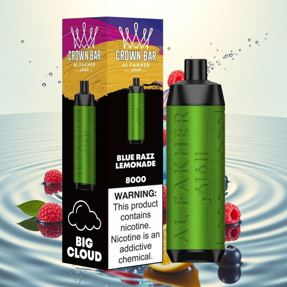 Al Fakher Crown Bar 8000 Crystal 600mAh 18ml 5mg 0.6Ω Μπλε Ραζ Λεμονάδα