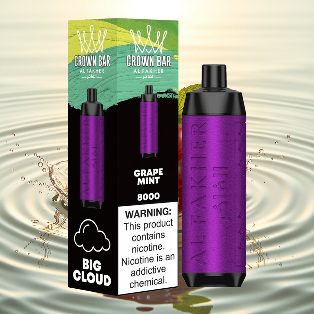 Al Fakher Crown Bar 8000 Kρύσταλλος (600mAh, 18ml, 5mg, 0.6Ω, Σταφύλι Μέντα)
