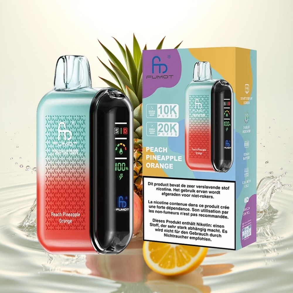 Fumot Tornado 20000 Puffs Dual Mesh 20ml 850mAh Smart Airflow 2% Ροδάκινο Ανανάς Πορτοκάλι