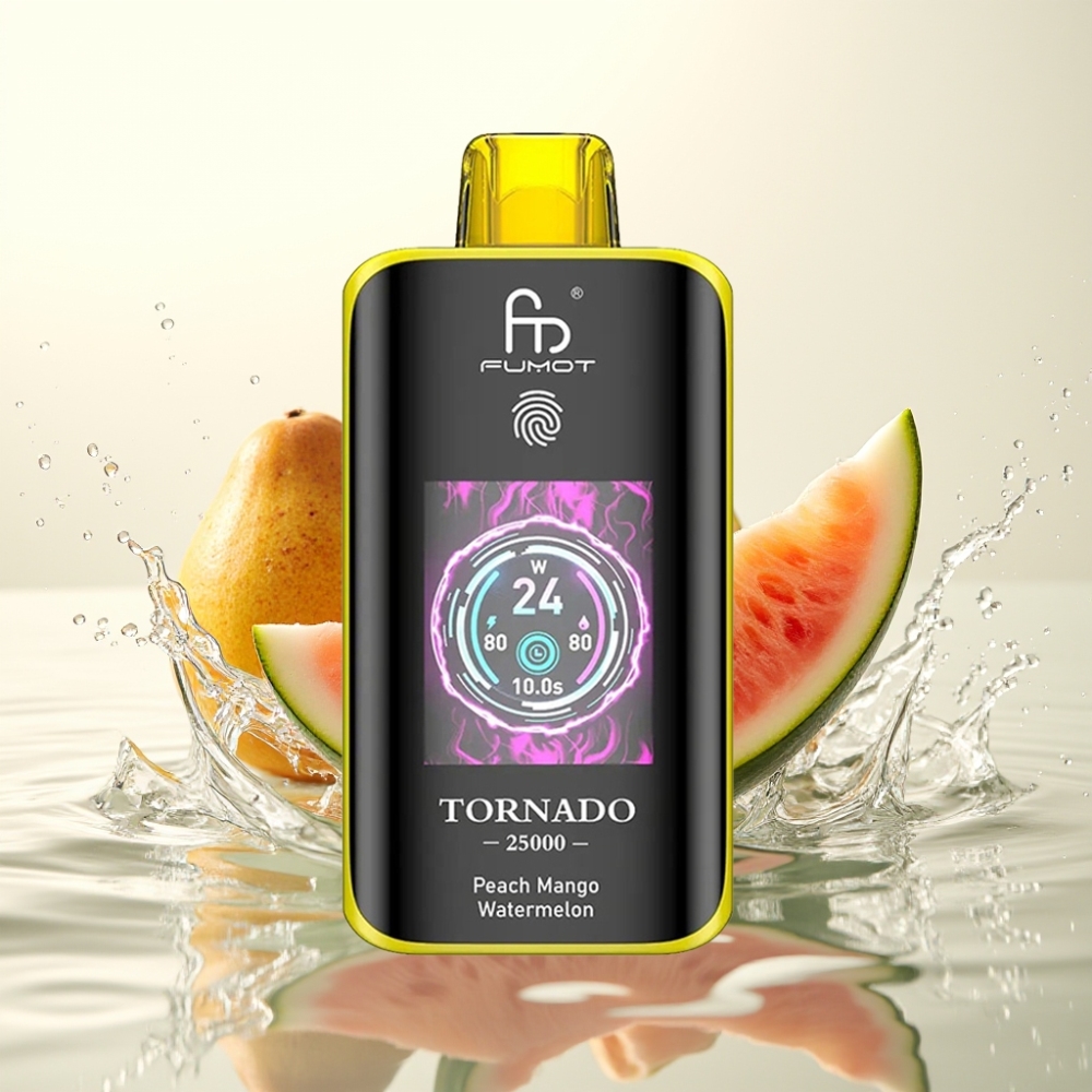 Fumot Tornado 25000 Puffs HD Screen 700mAh 20ml 0/2%/3%/5% Ρόδα Μάνγκο Καρπούζι