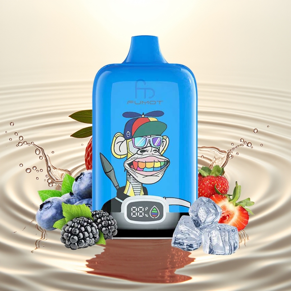 Fumot Tornado Digital Box 12000 Puffs 20ml Φράουλα-Σταφύλι Mesh Type-C
