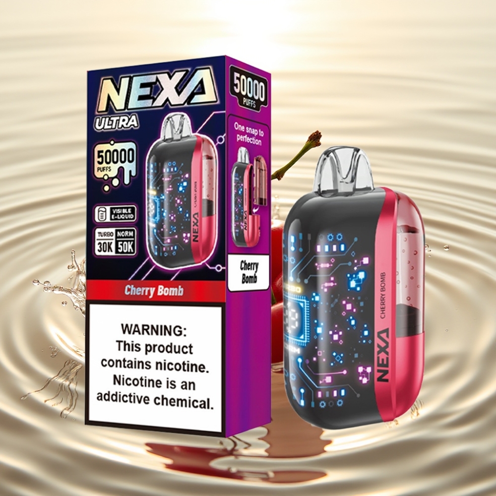 NEXA Ultra 50K 20ml 800mAh 5% 0.9Ω Dual Mesh 3D Screen Type-C Κεράσι Boom