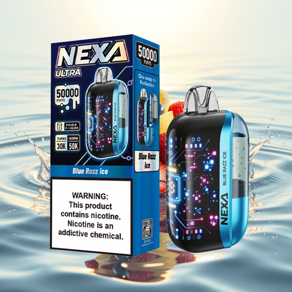 NEXA Ultra 50K 20ml 800mAh 5% 0.9ohm Dual Mesh 3D Screen Type-C Μπλε Razz Πάγο
