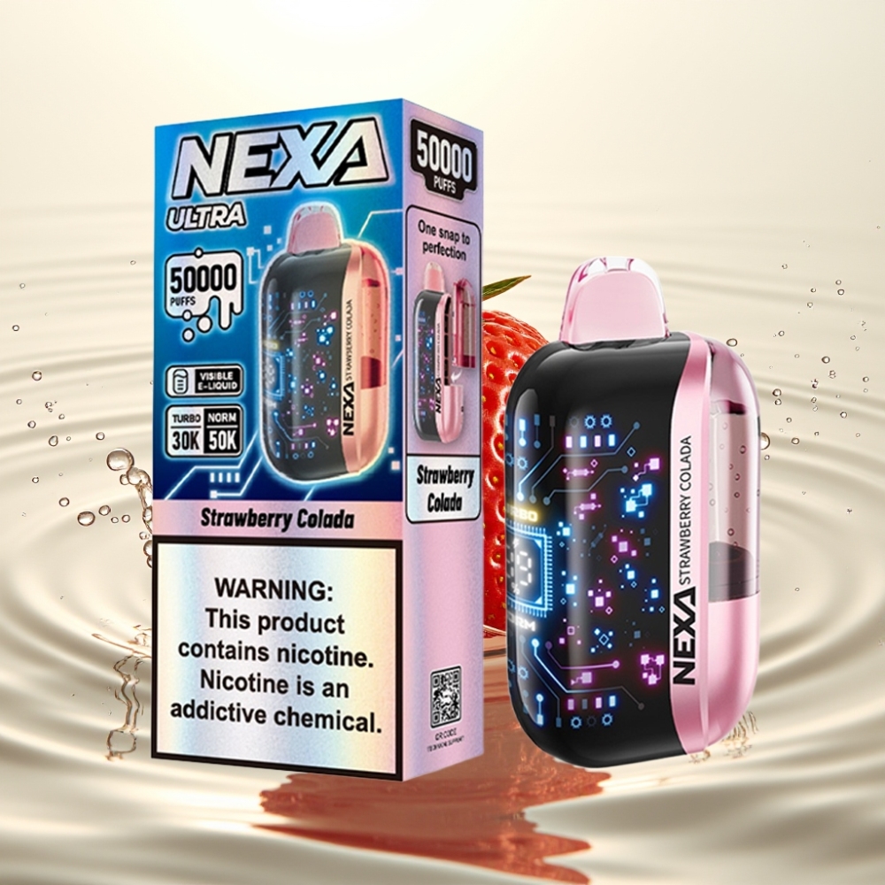 NEXA Ultra 50K 50000 Puffs 20ml 5% Φράουλα Κολάδα 0.9ohm Dual Mesh