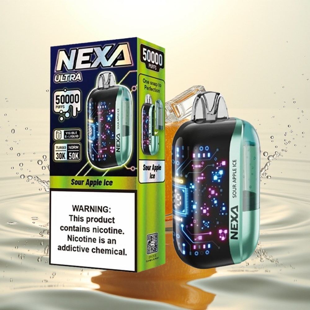 NEXA Ultra 50K Disposable Vape 20ml 800mAh 5% Νικοτίνη Ξινή Μήλο Πάγος 0.9ohm Dual Mesh