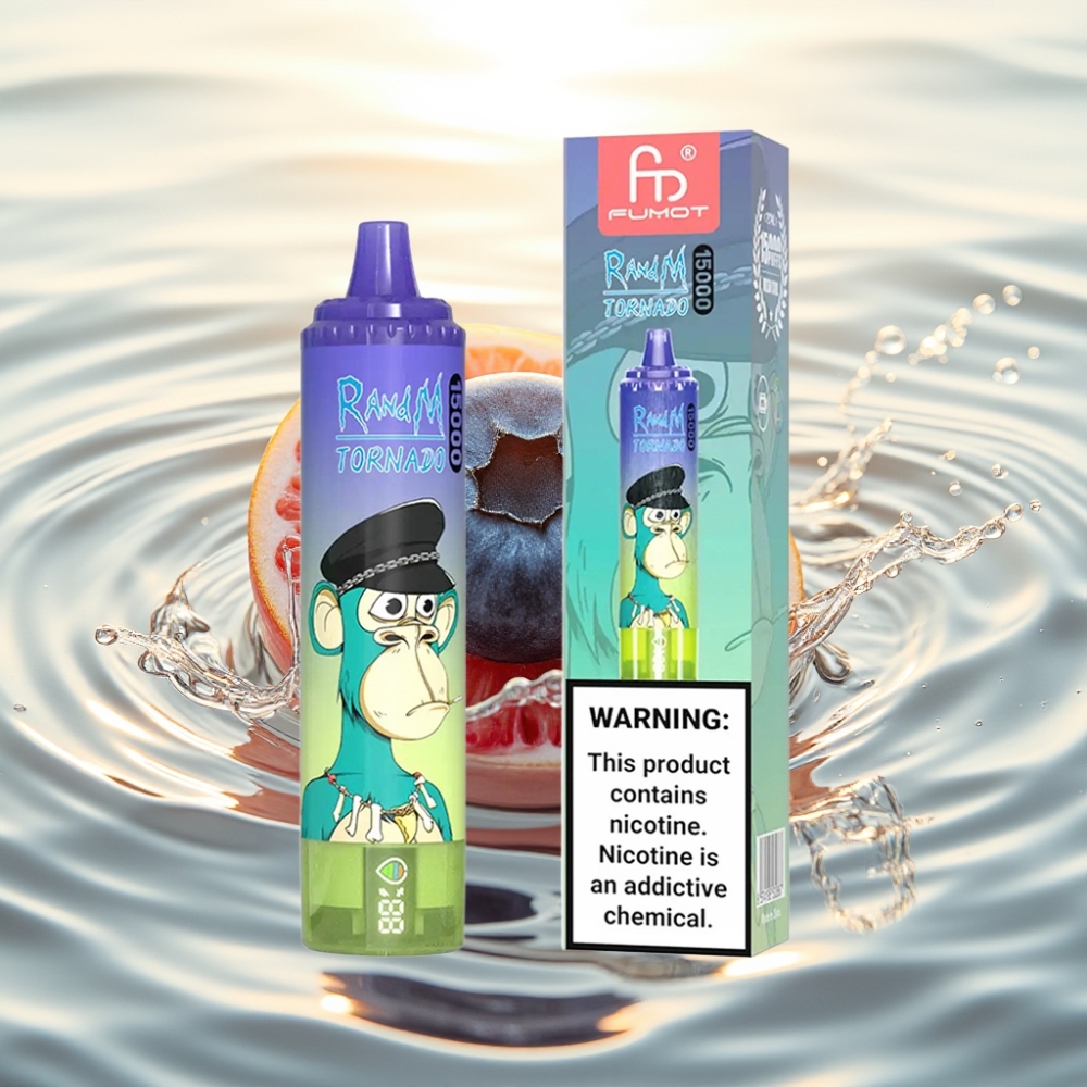 Fumot RandM Tornado 15000 Puffs 25ml 850mAh Mesh 0.9Ω Type-C LCD Μπλε Βατόμουρο Τσίχλα