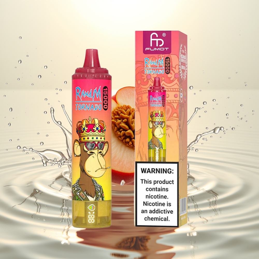 Fumot RandM Tornado 15000 Puffs 25ml 850mAh Mesh 0.9Ω Type-C LCD Ροδάκινο Πάγο