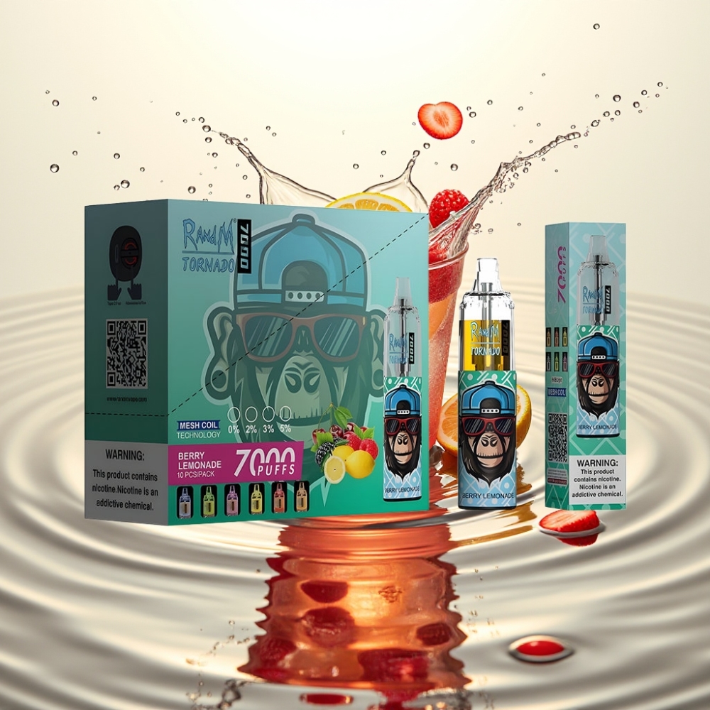 Fumot Tornado 7000 Puffs 14ML 850MAH RGB Mέσιμο Coil Type-C Aerio-Rythmik Μούρο Λεμονάδα