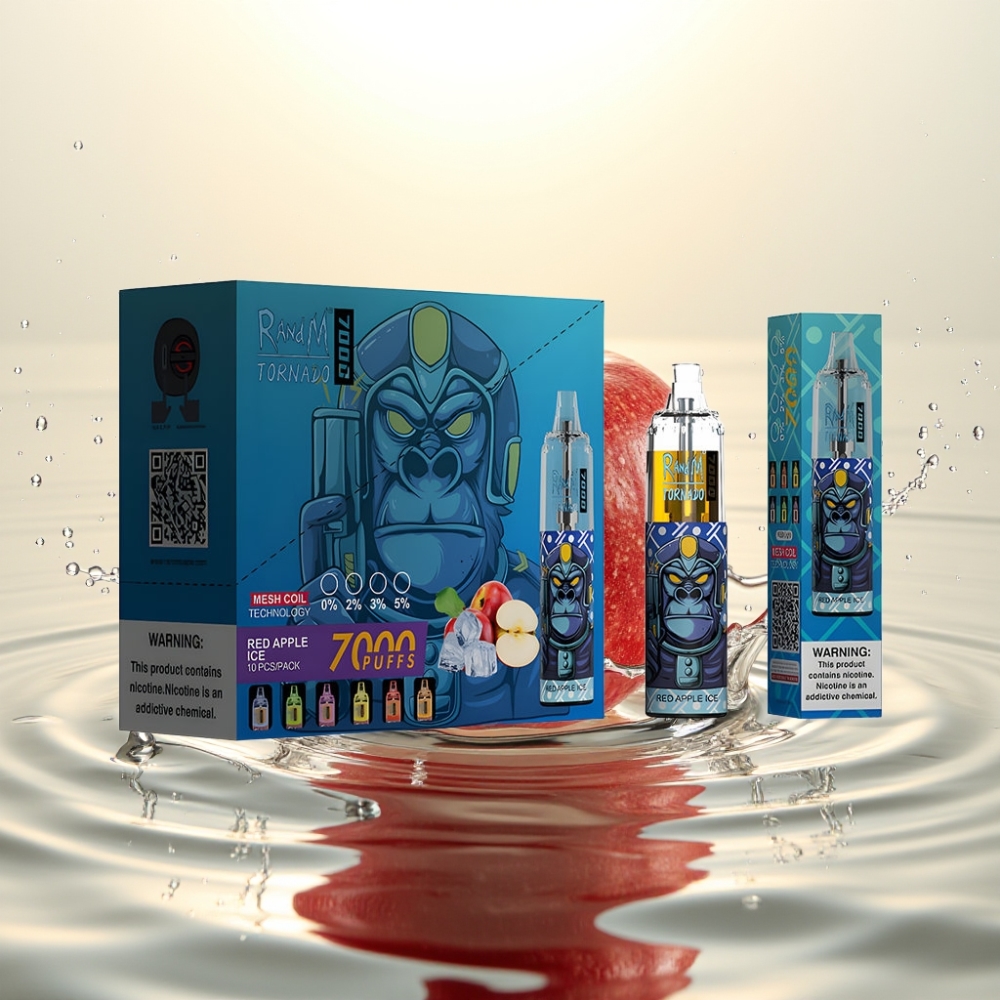 Fumot Tornado 7000 Puffs 14ML Mesh 850MAH Type-C RGB Air-Adjustable Κόκκινο Μήλο Πάγο