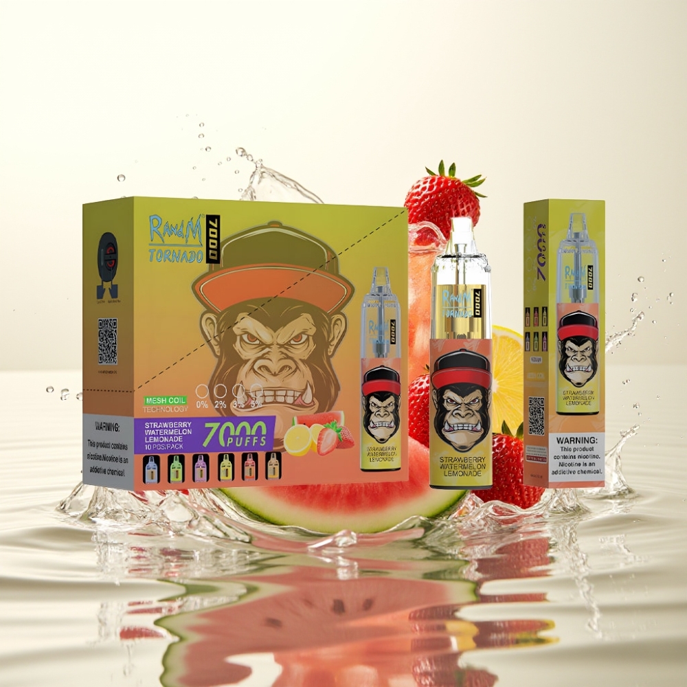 RandM Fumot Tornado 7000 Puffs 14ML 850MAH Mesh Type-C RGB Air-Adjustable Φράουλα Καρπούζι Λεμονάδα