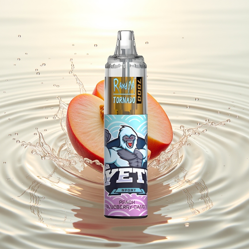 RandM Fumot Tornado 7000 Puffs 14ML Mesh Type-C RGB Αερορυθμιζόμενο Ροδάκινο Μύρτιλο Καραμέλα