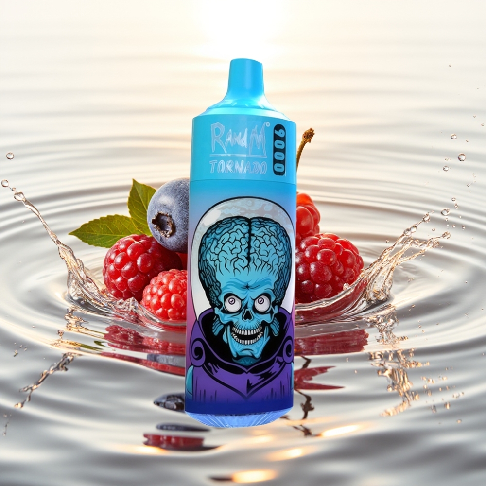 RandM Tornado 9000 Puffs 850mAh 18mL Mesh Coil RGB Blueberry Cherry Cranberry (Μπλε Μούρο Κεράσι Κράνμπερι)