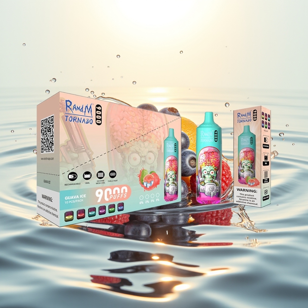 RandM Tornado 9000 Puffs 850mAh 18mL Mesh Coil RGB Display Μπλε Ξινή Σμέουρα