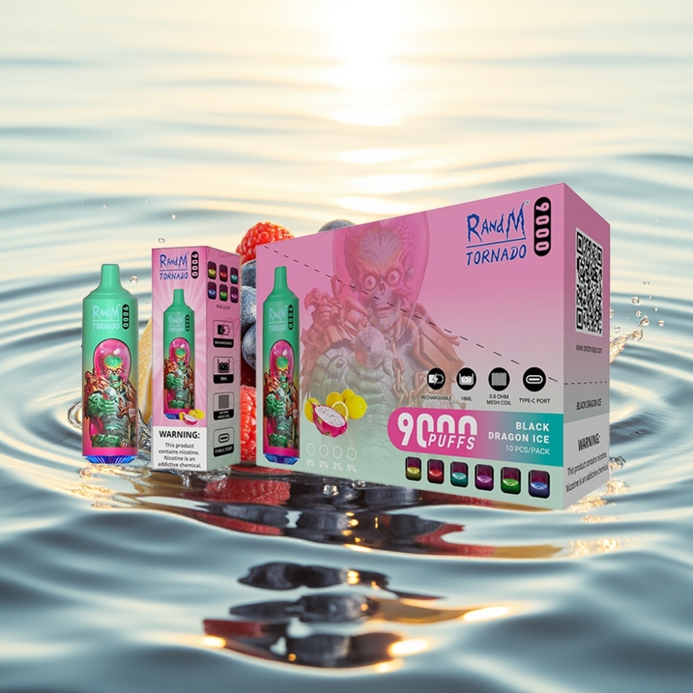 RandM Tornado 9000 Puffs 850mAh Mesh Coil RGB Display Γαλάζια Ραζ Κους