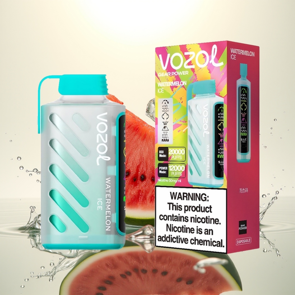 VOZOL Gear Power 20000 Puffs S.i.L.C. Tech Dual Mesh Coil Full Screen Display 20mL 5% Καρπούζι Πάγος