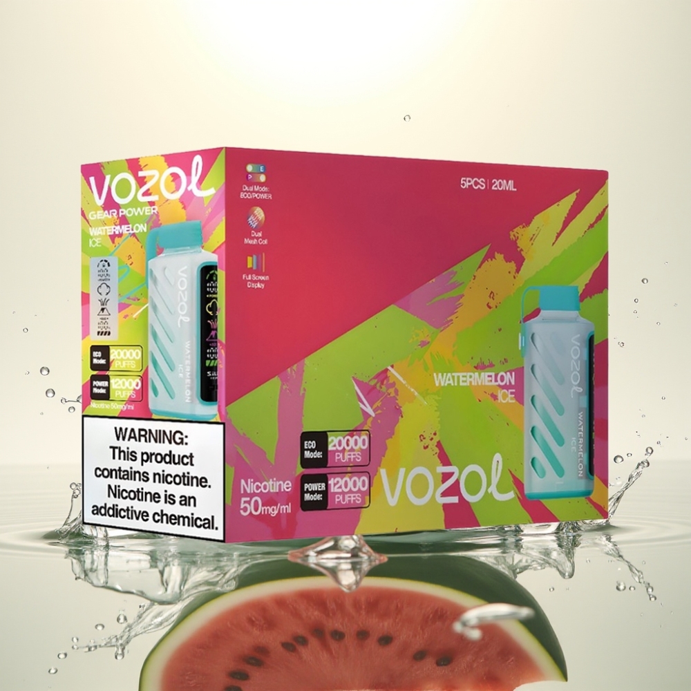 VOZOL Gear Power 20000 Puffs S.i.L.C. Tech Dual Mesh Coil Full Screen Display 20mL 5% Καρπούζι Πάγος