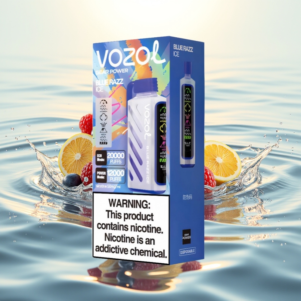 VOZOL Gear Power 20000 Puffs S.i.L.C. Tech Dual Mesh Full Screen Display 20mL 5% Μπλε Razz Ice