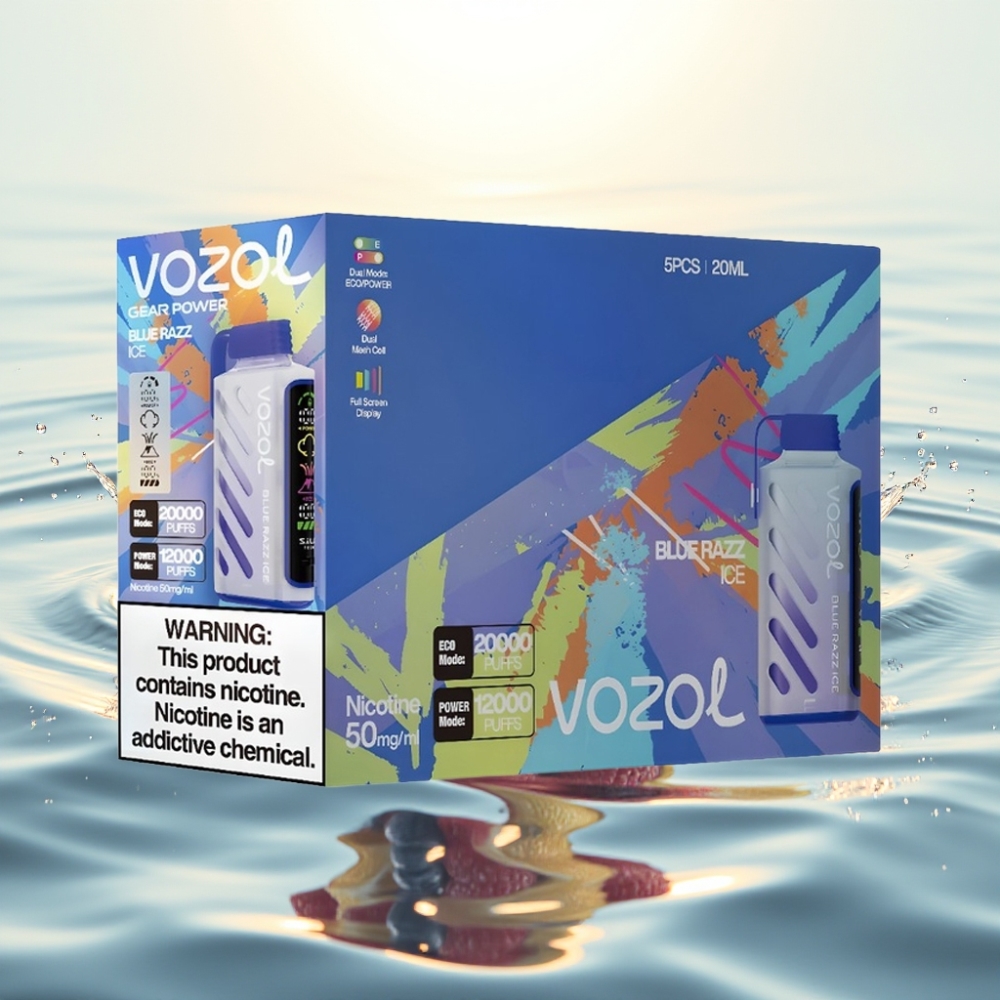 VOZOL Gear Power 20000 Puffs S.i.L.C. Tech Dual Mesh Full Screen Display 20mL 5% Μπλε Razz Ice