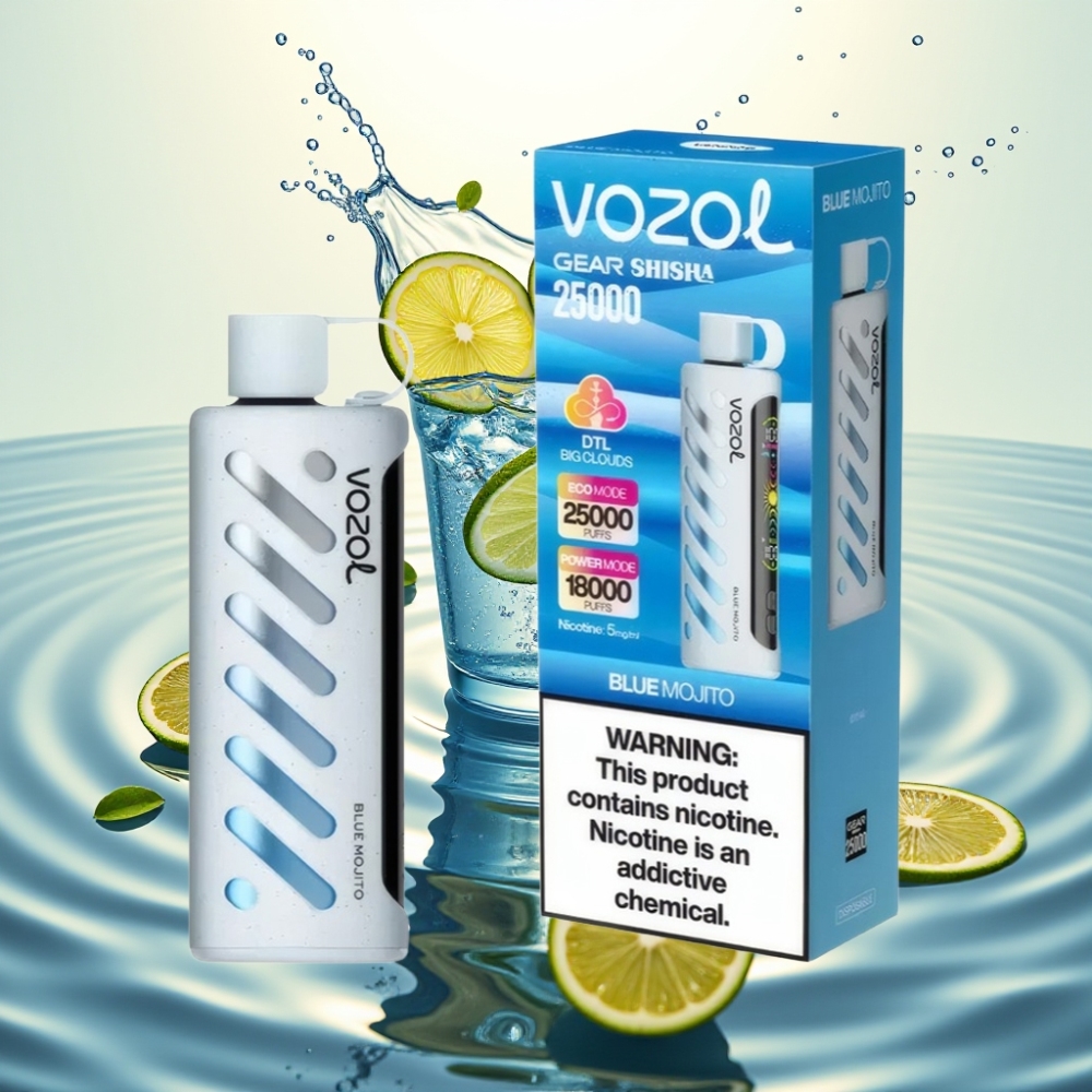 VOZOL Gear Shisha 25000 Puffs S.i.L.C Tech Dual Mesh 1000mAh Γαλάζιο Mojito