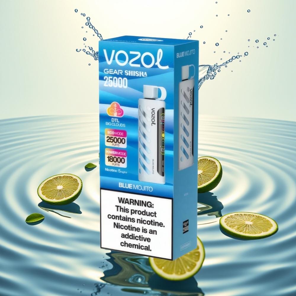 VOZOL Gear Shisha 25000 Puffs S.i.L.C Tech Dual Mesh 1000mAh Γαλάζιο Mojito