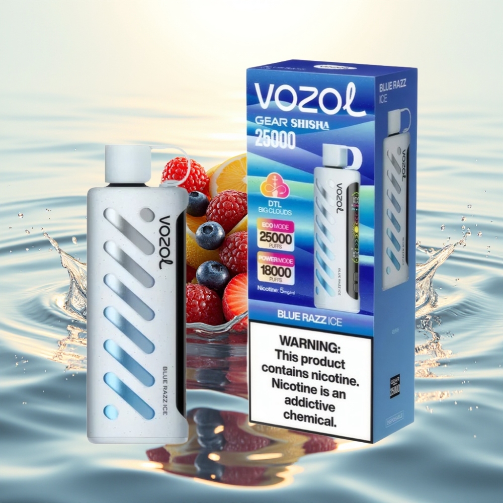 VOZOL Gear Shisha 25000 Puffs S.i.L.C Tech Dual Mesh 1000mAh Μπλε Razz Ice