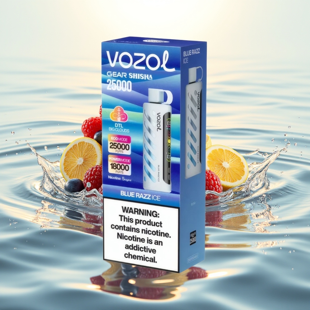 VOZOL Gear Shisha 25000 Puffs S.i.L.C Tech Dual Mesh 1000mAh Μπλε Razz Ice
