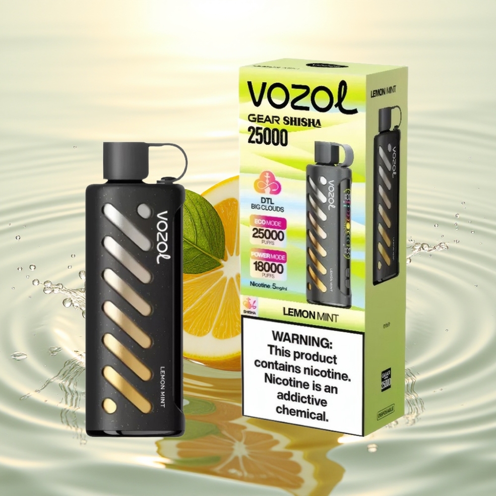VOZOL Gear Shisha 25000 Puffs S.i.L.C Tech Dual Mesh Λεμον Μέντα