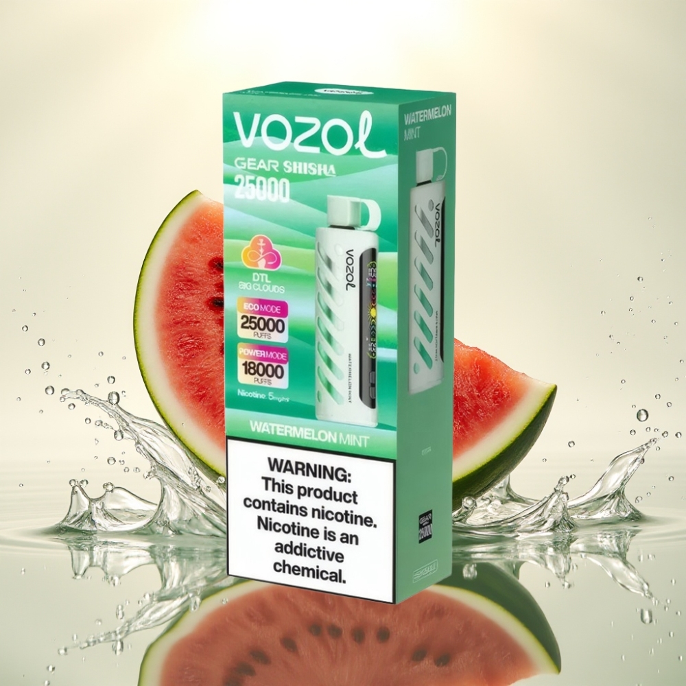 VOZOL Gear Shisha 25000 Puffs S.i.L.C Tech Dual Mesh Karpouzi Menta
