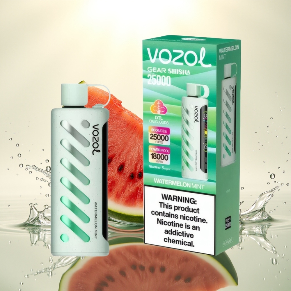 VOZOL Gear Shisha 25000 Puffs S.i.L.C Tech Dual Mesh Karpouzi Menta
